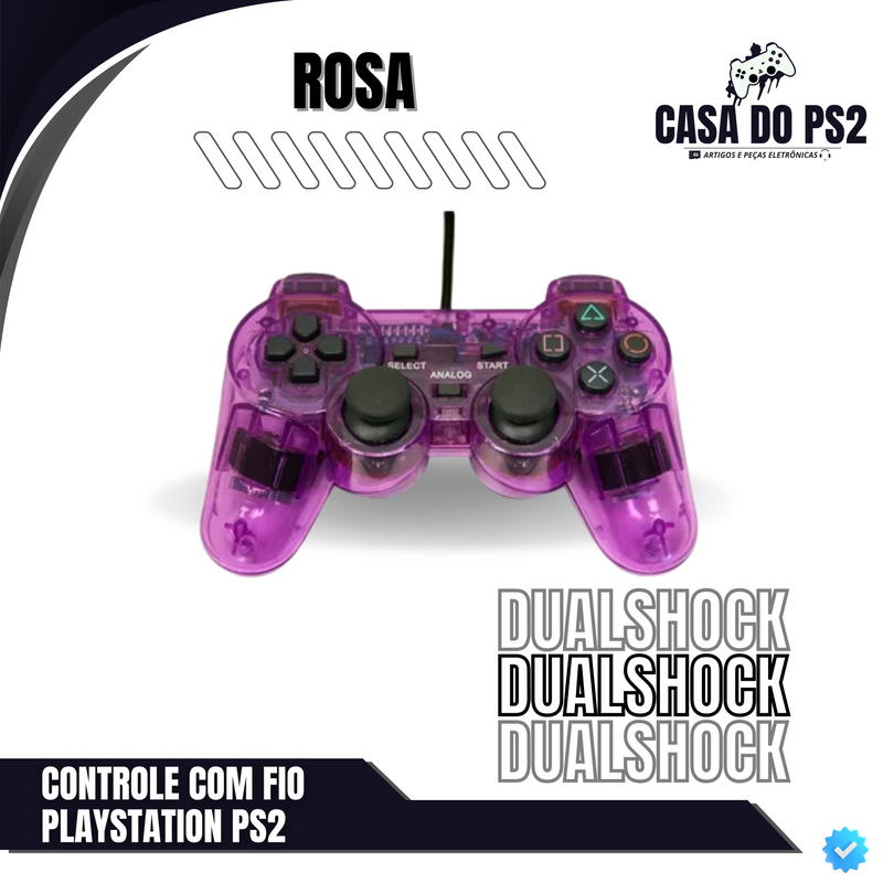 CONTROLE COM FIO PLAYSTATION PS2