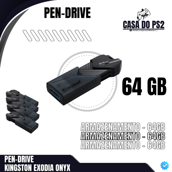 PEN-DRIVE KINGSTON EXODIA ONYX [ARMAZENAMENTO - 64GB]